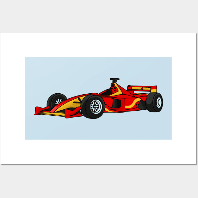 High speed racing cars cartoon illustration Wall Art by Cartoons of fun